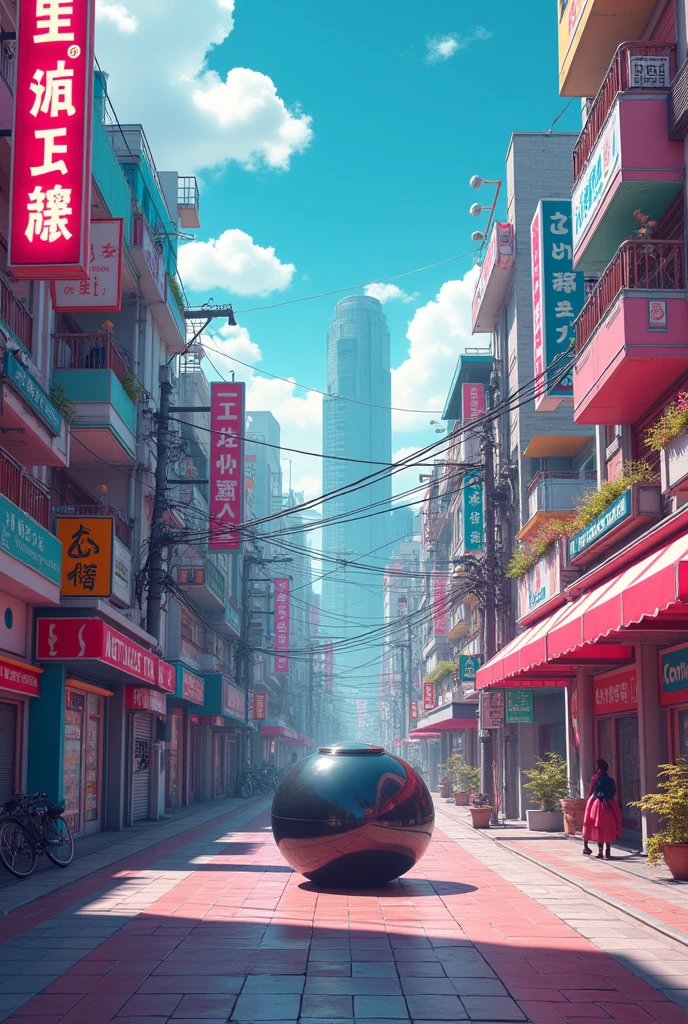 City Pop、Retro、Angle from above、background、Empty space in the middle、Iron box、manga、anime、punk、Street Style、90s vibe、Good weather