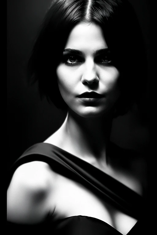 1girl, Mavis Dracula, short hair, shoulders, flat chested, black dress, off-shoulder dress, thigh gap, beautiful detailed eyes, beautiful detailed lips, extremely detailed face, long eyelashes, portrait, fantasy, Halloween, dark, moody lighting, dramatic lighting, dramatic colors, cinematic, digital painting, concept art, 8k, high quality, hyper detailed, photorealistic, masterpiece