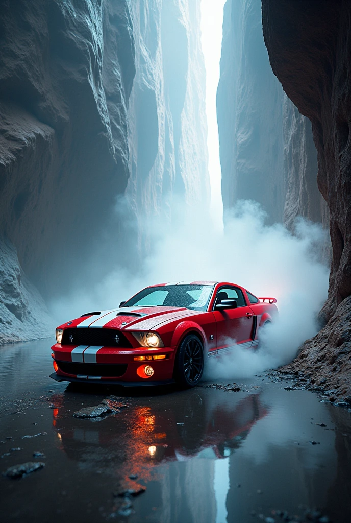 Shelby mustang 97 gt500, bottomless, like coming out of the wall, red with white