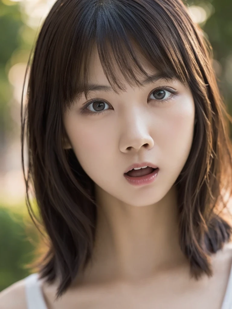 8k, highest quality, masterpiece, Realistic, Realistic, Very detailed, Natural light, Highly detailed face and skin, Fine grain, Highly detailed face and skinの中間ショット, Beautiful woman staring at camera, Sexy pose, Beautiful Face, Realistic Face, Detailed face, Beautiful hairstyle, Realistic eyes, fine grain, Realistic Skin, Detailed skin, Beautiful Skin, charm, Ultra-realistic, Sexy Cardigan, kind, Brown Hair, Cute Japanese Girl, whole body, Topless, Nipples stick out