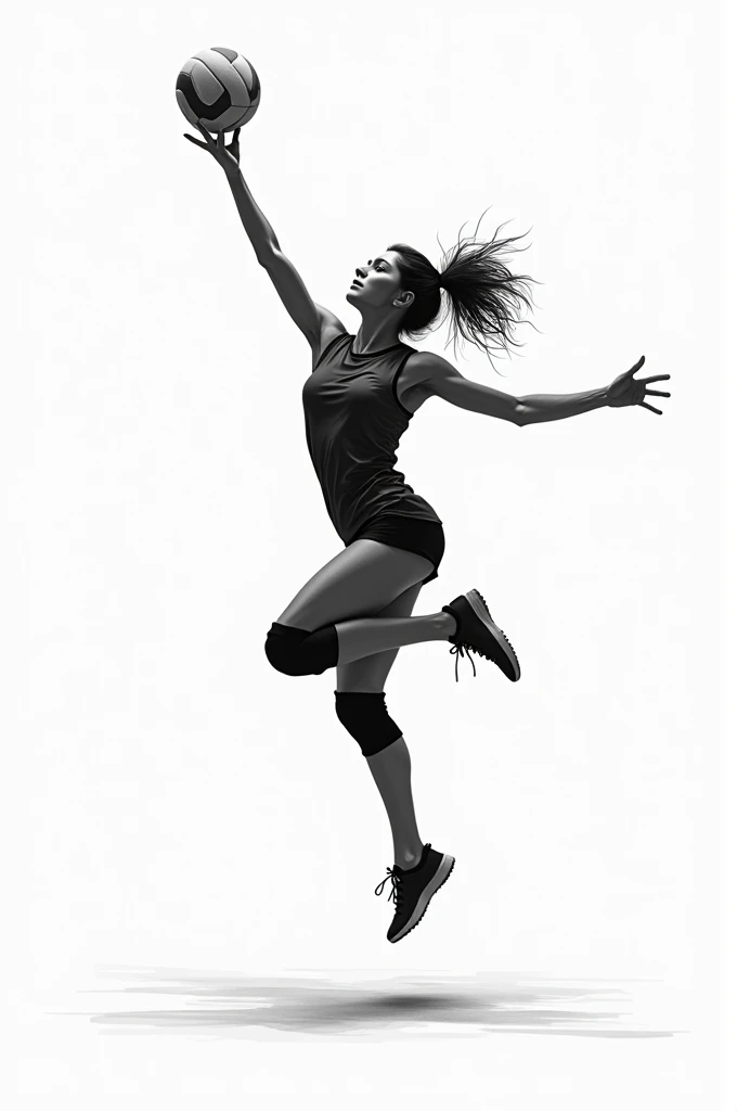 make a girl playing volleyball all in black and without showing her face