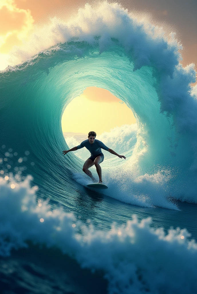 Surfer riding a wave