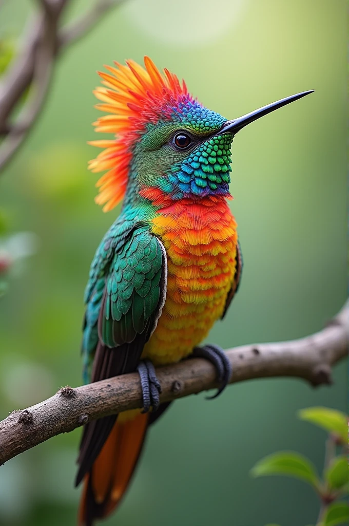 Create an animal by mixing a chameleon and a hummingbird