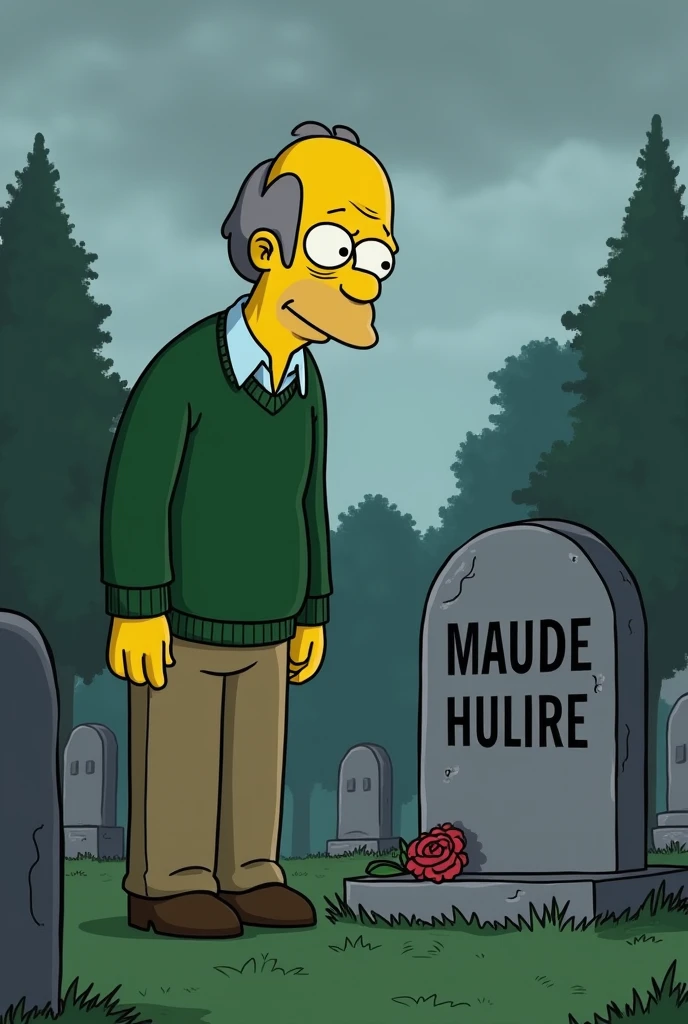 Ned Flanders visiting Maude's grave
