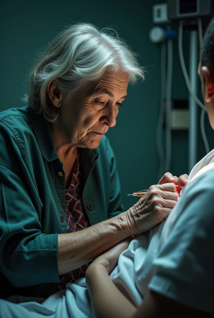Old woman giving bct to a  