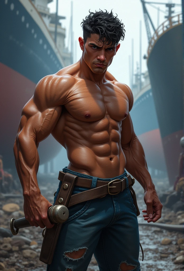 ((fullbody)) 5. Industry: Shipbuilding o Background: Shipyard with ships under construction. o Leg Position: Spread apart, in a stable stance. o Arm Position: Holding a construction tool. o Action: Working on the hull of a ship. o Color Palette: Blues and grays. o Facial Expression: Focused and serious. o Model’s Facial and Physical Characteristics: Serious face, strong and athletic. generate the image with atmosphere of enthusiasm (( Highlight the rippling muscles smiling, their bodies glistening with droplets. The focus should be on the men's powerful physique, the background should be blurred to create a sense of movement and energy. evoking the strength, symmetry, beauty of the male body.)) by Aaron Horkey and Jeremy Mann, masterpiece, best quality, Photorealistic, ultra-high resolution, photographic light, illustration by MSchiffer, fairytale, Hyper detailed A mixture of photography and painting, simetryc Composition, Perfect Divine Proportione, 8k resolution fullbody image, oil painting intense dark colors palette A young man, white skin, latino, smoth body, thin face, straight nose, thin lips, square chin, large light black eyes, short black wavy hair, in roberto ferri style, aesthetic slim athletic body, ginger realistic skin, gorgeous, detailed tonned muscles, barefoot, perfect anatomy, muscled fitness body, Young man, perfect anatomy, , energetic splendid, Barefoot, naked, small flacid penis, slim and detailed muscles, shirtless, pantless, fullbody, wearing sandals, the composition of shadows and lights give an atmosphere of spaciousness, Intense Look at a fancy room:
