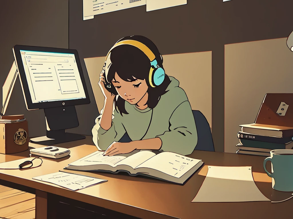 lofi studying with headphones