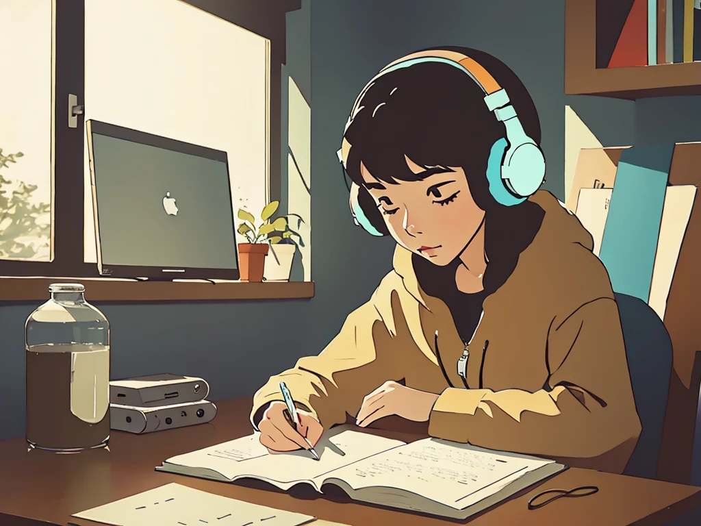 lofi studying with headphones