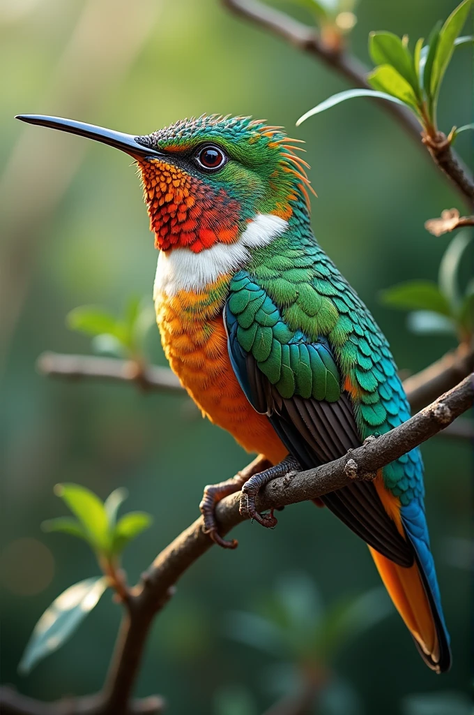 Create an animal by mixing a chameleon and a hummingbird