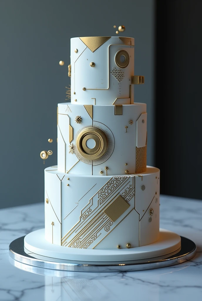 Create a technology-themed fondant cake.