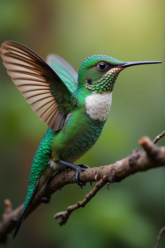 Create an animal by mixing a chameleon and a hummingbird