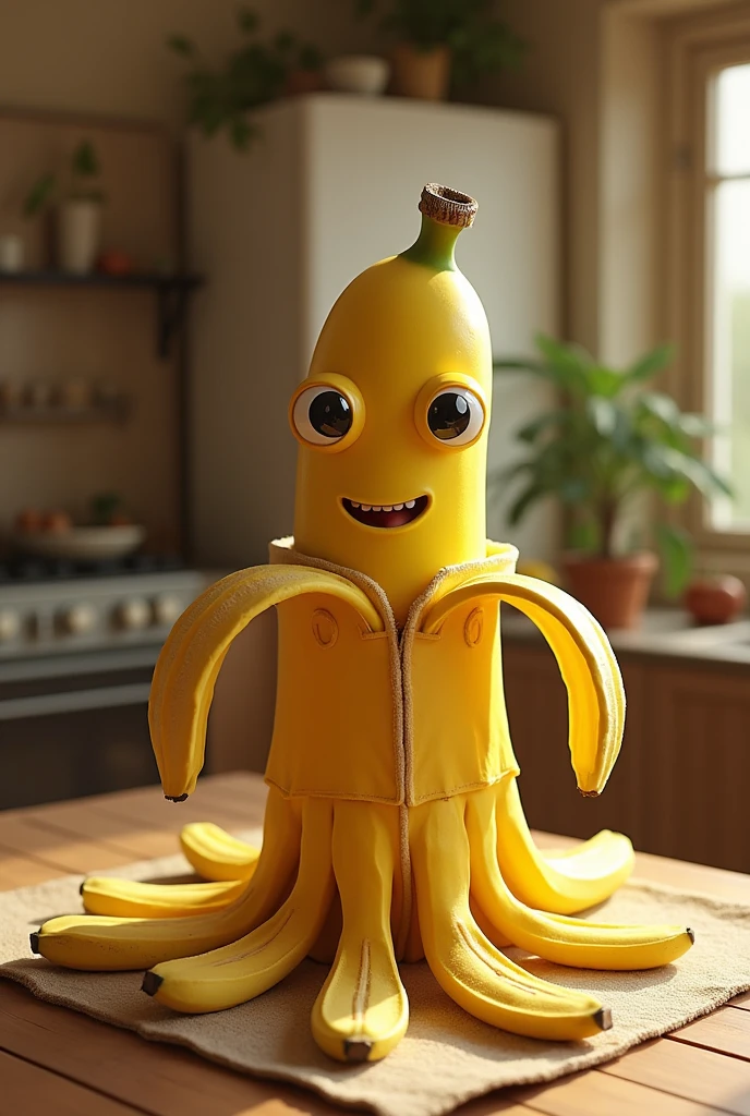 A fun and funny banana dryer with classical music to relax the bananas, There is a massager for bananas, that it is dissected with gamma rays and that it is connected to wifi from the cell phone, The idea is that the banana looks dried on the outside.