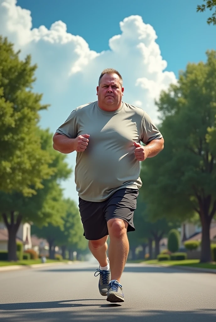An overweight man running