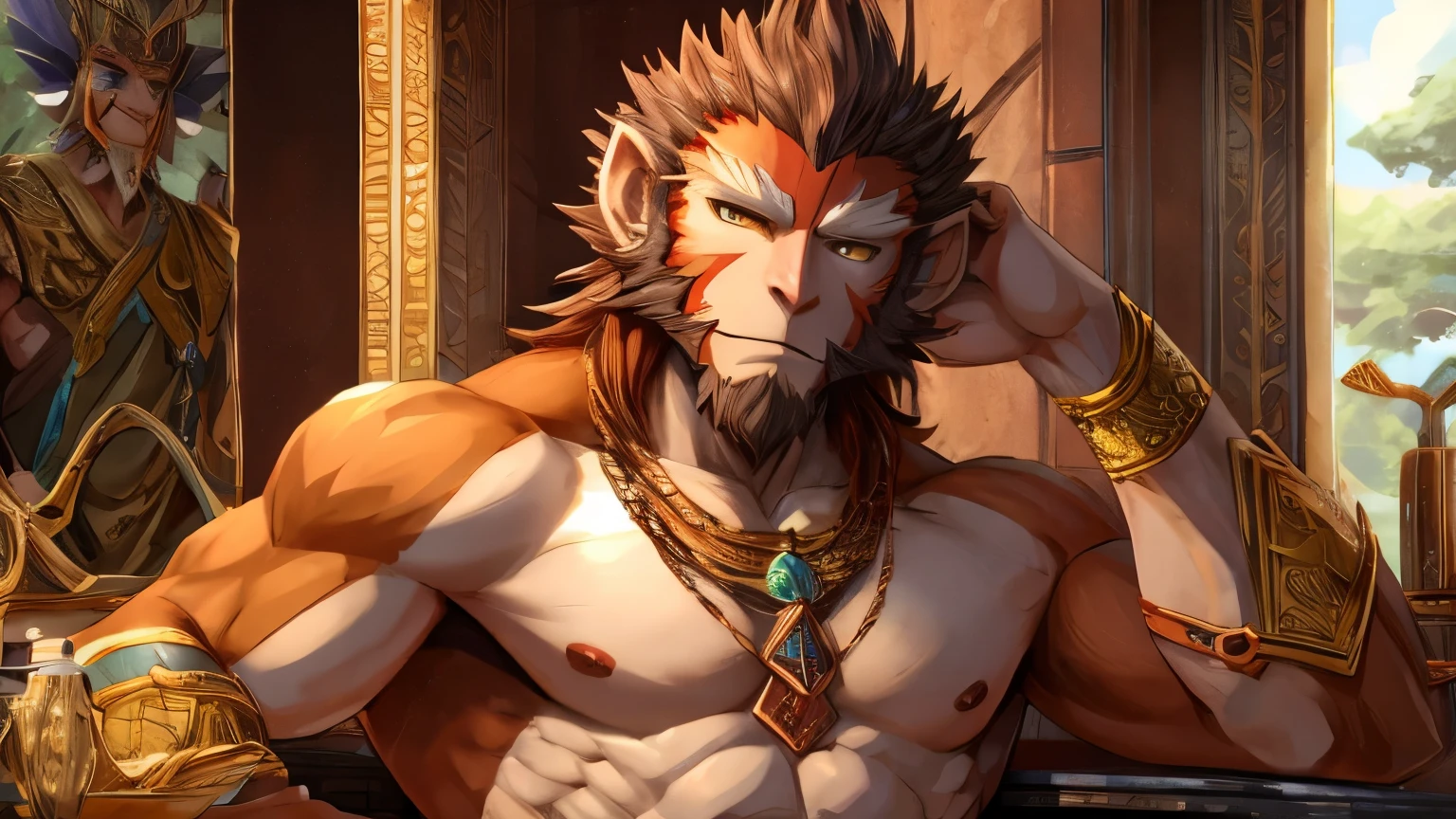 sun wukong the monkey king, smooth skin, seductive, extreme size difference in bathroom
