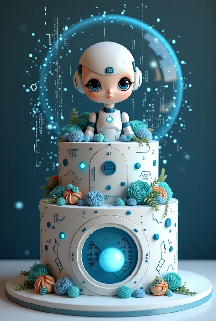 Create an AI-themed fondant cake