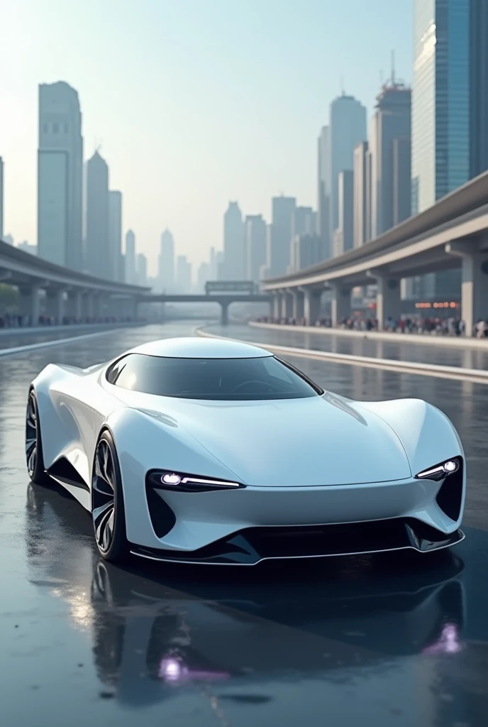white ir1 futuristic car