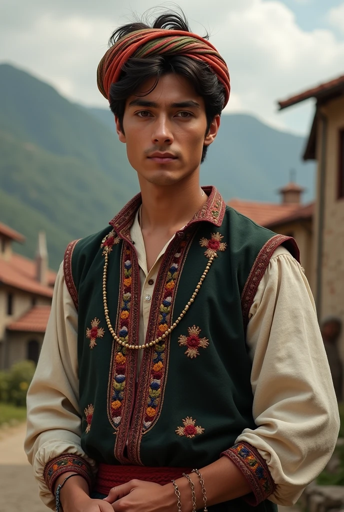 Make a young bosnian man in bosnian traditional clothes!

