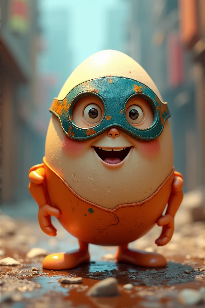 An egg with a superhero mask 