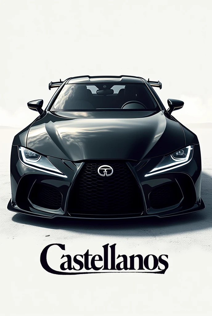 Create me another modern logo with a black car designed with Zoro Roronoa with the name Castellanos