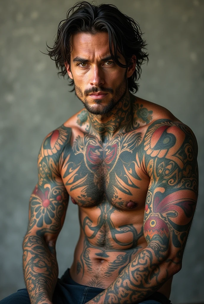 man, tattooed, realistic