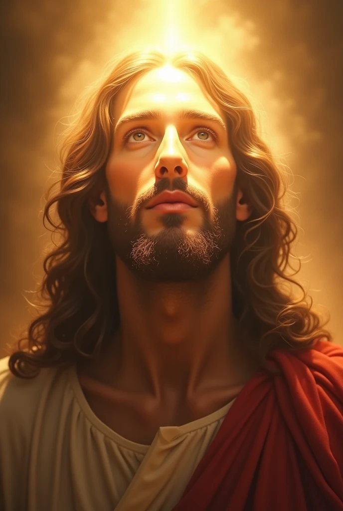 Majestic photos of jesus christ with his face covered with a bright light