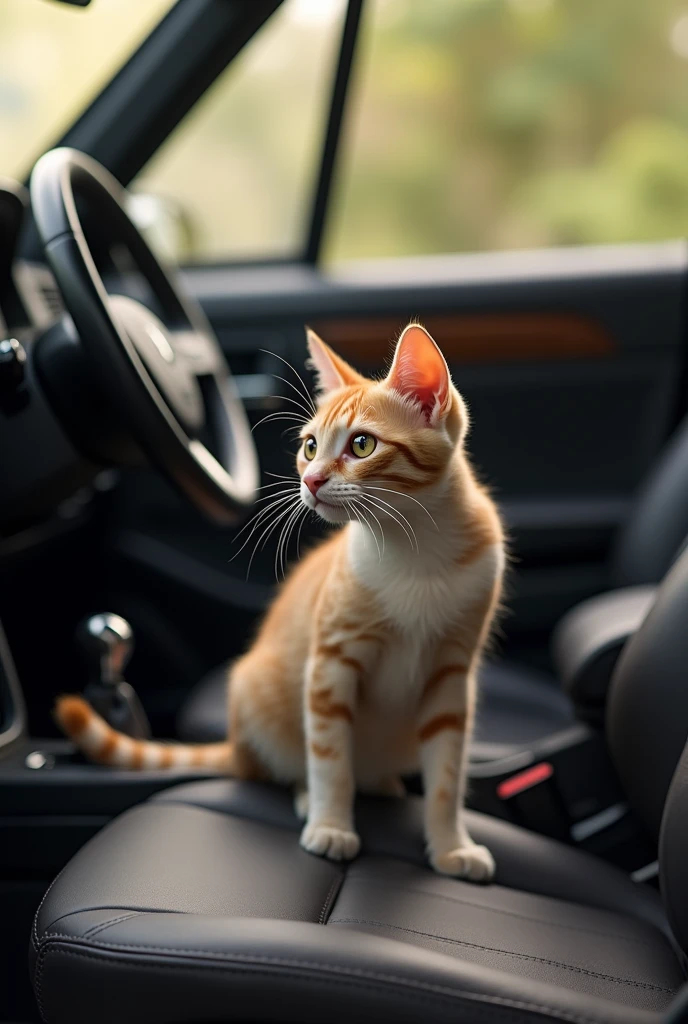 A cat in car