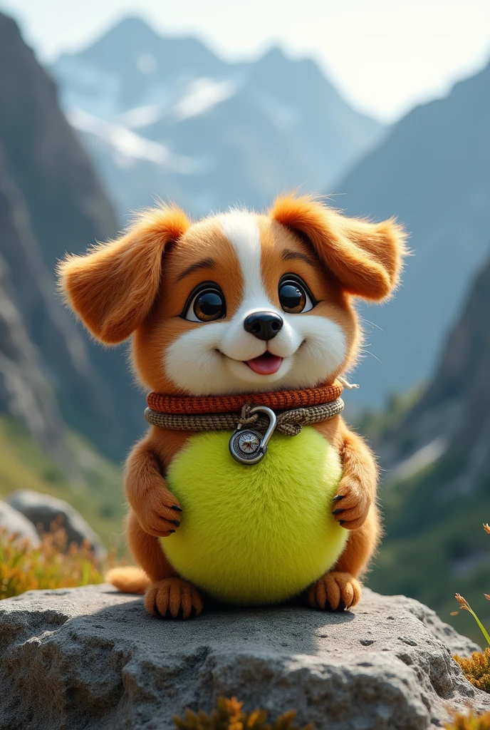 Create a craft with a tennis ball jar with dog ears and nose and add something that is in keeping with the theme of mountain climbing