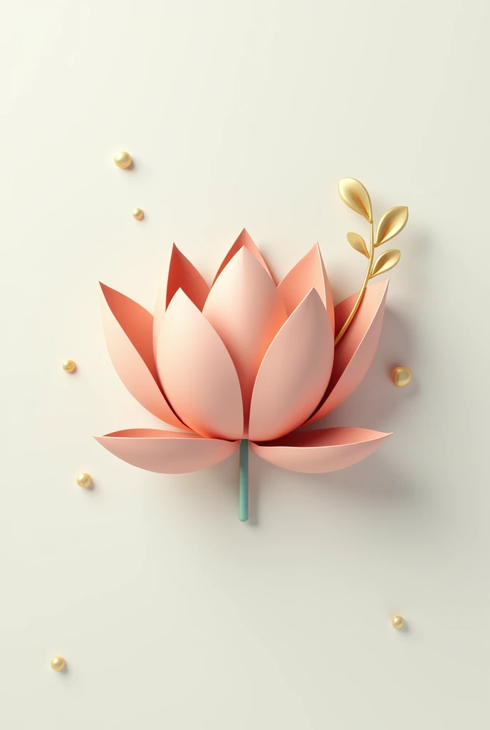Create a minimalist 3D logo for an Asian culinary channel named 'Lotus Taste.' The logo should feature a stylized lotus flower integrated with elements that represent Asian cuisine, such as chopsticks or a bowl. The design must be clean, modern, and balanced, with a refined 3D effect that adds depth while maintaining simplicity.