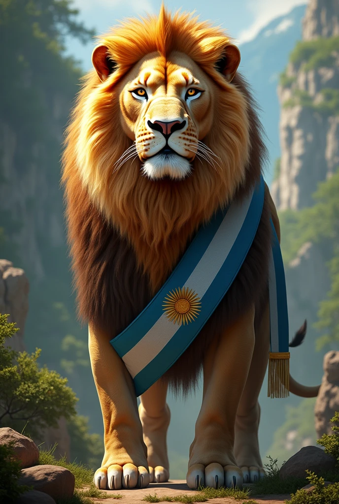 Lion with Argentine presidential sash