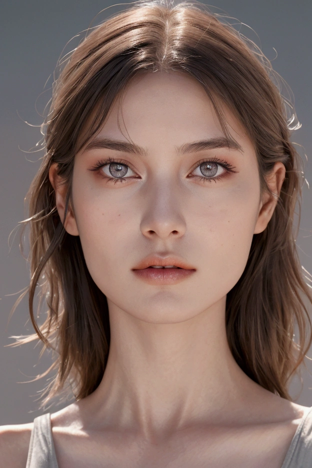 Brun, yeux gris, 22 ans, cicatrice à l'œil gauche, froid, distant, mature, photorealism:1.2