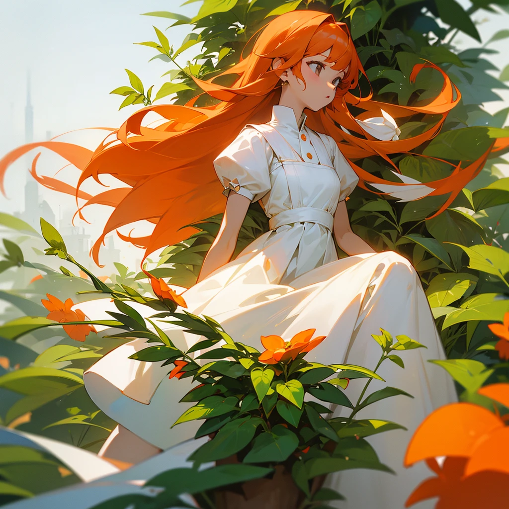 Herbs、Orange Haired、White dress, I can't see your face、laughing、Long Hair、Young