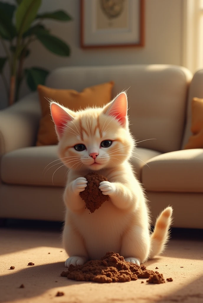 A cat picking up poop