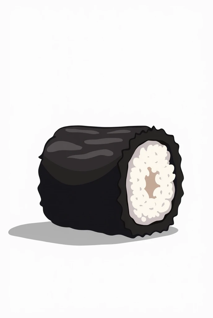 A bold, black-outlined  black sushi roll on a white background, cartoon style, Simple design, not colored , uncolored, bold black high quality, no blur , no color except black 