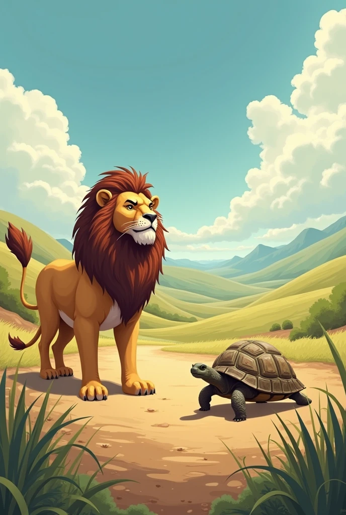 The Lion and the Clever Tortoise, show more space on the ground