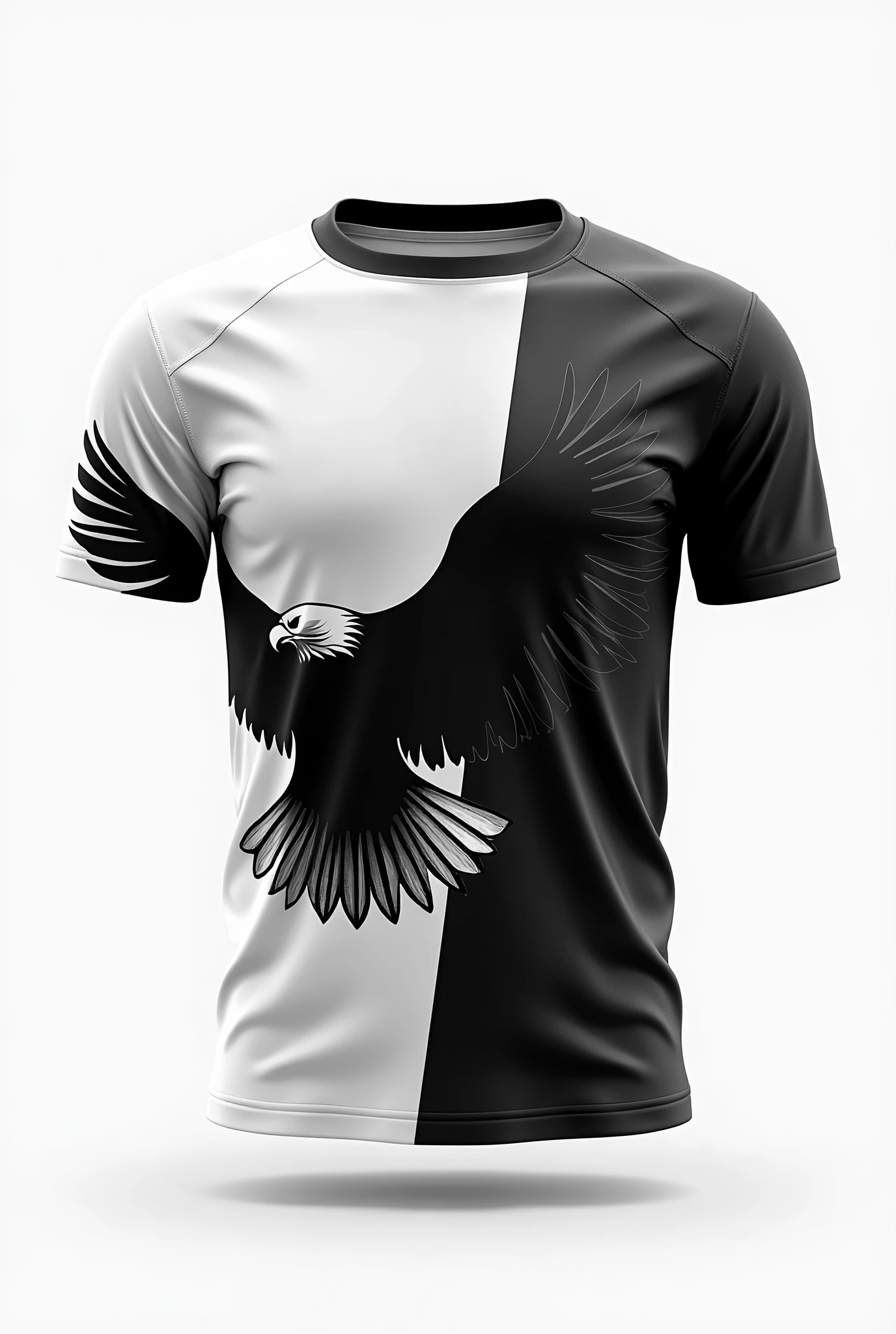A minimalist white and black eagle themed volleyball shirt
