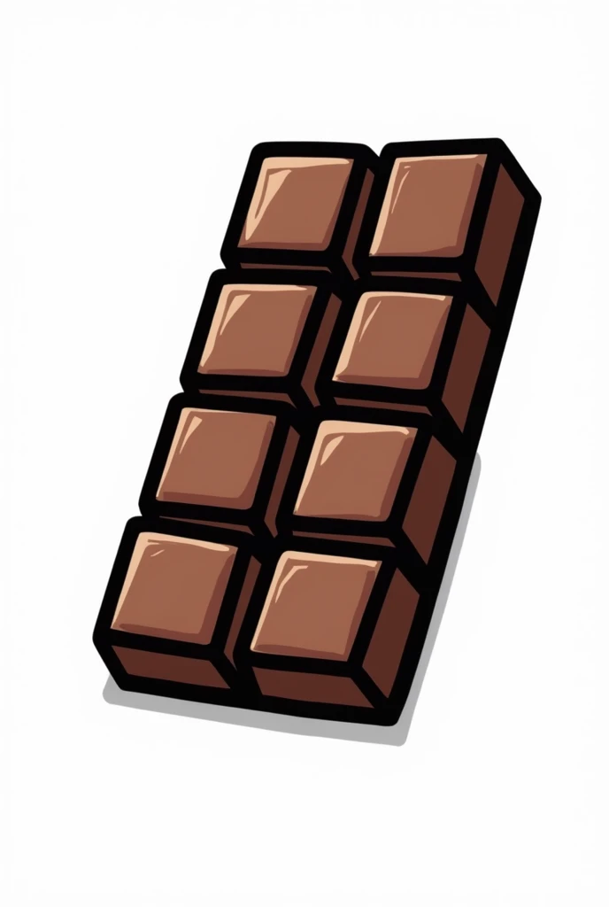 A bold, black-outlined black chocolate bar on a white background, cartoon style, Simple design, not colored , uncolored, bold black high quality, no blur , no color except black , no shadows, no shading