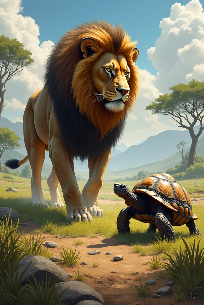 The Lion and the Clever Tortoise, show more  ground