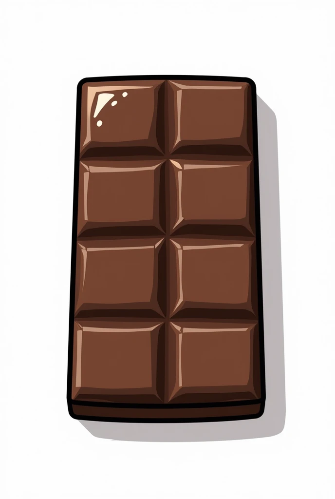 A bold, black-outlined black chocolate bar on a white background, cartoon style, Simple design, not colored , uncolored, bold black high quality, no blur , no color except black , no shadows, no shading
