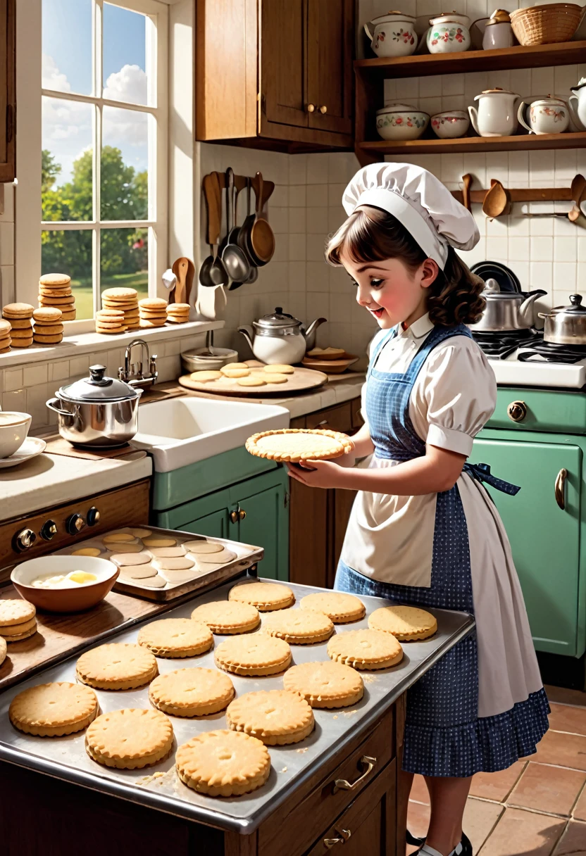 Cute makes biscuits Vintage kitchen scene