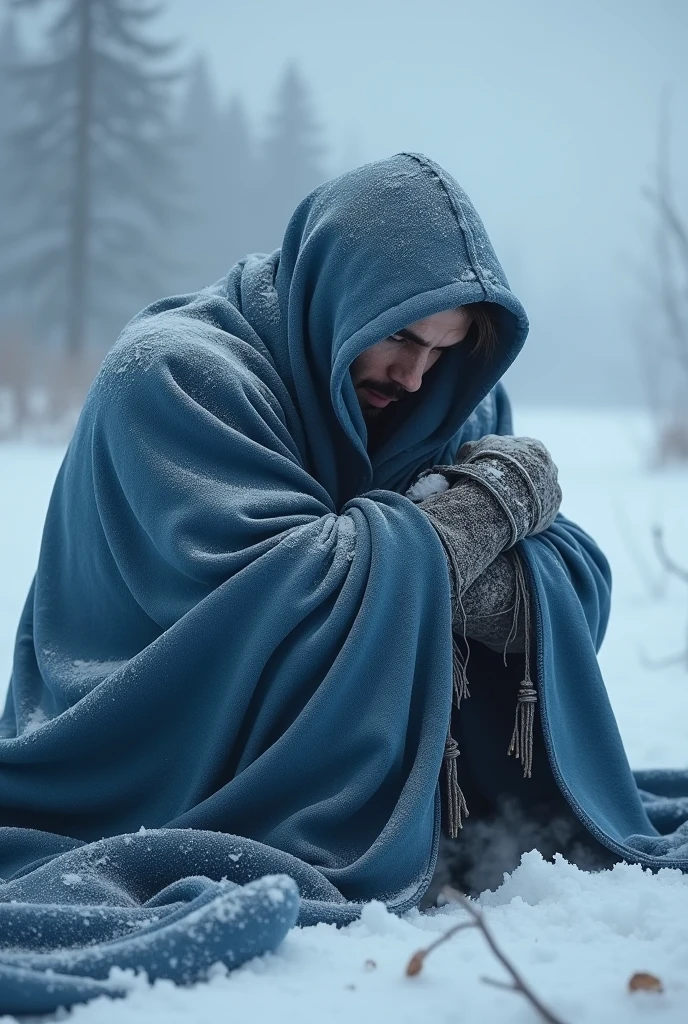 Sub Zero warming himself with the blanket