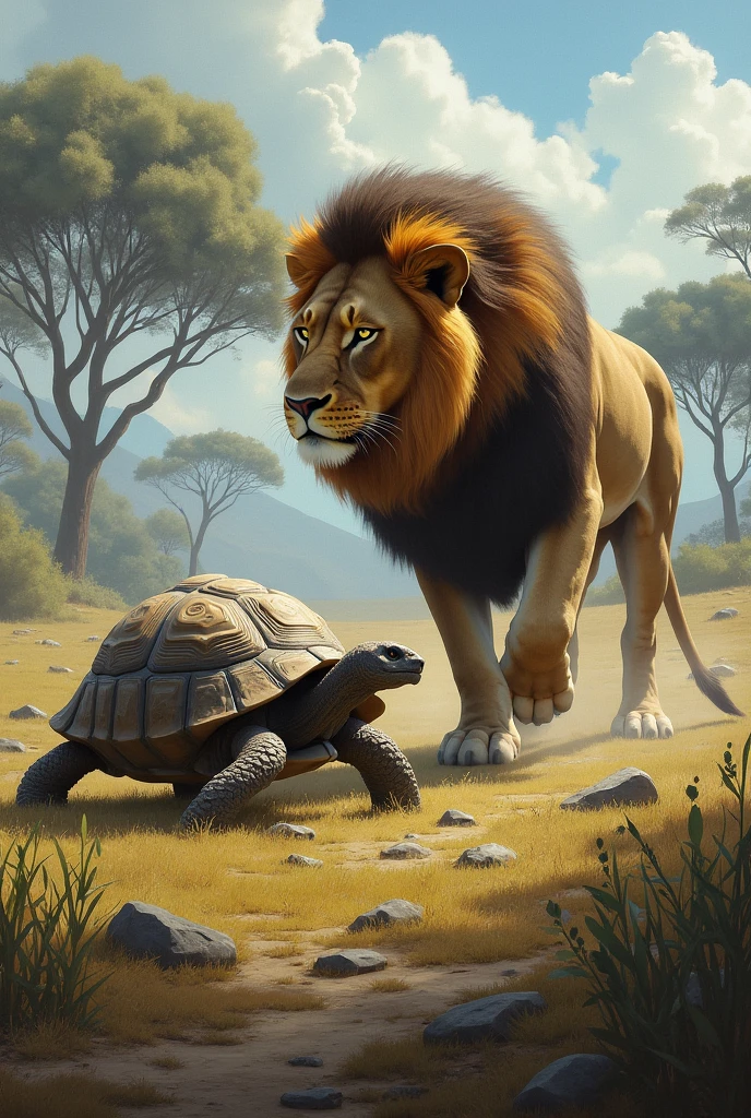The Lion and the Clever Tortoise, show more ground
