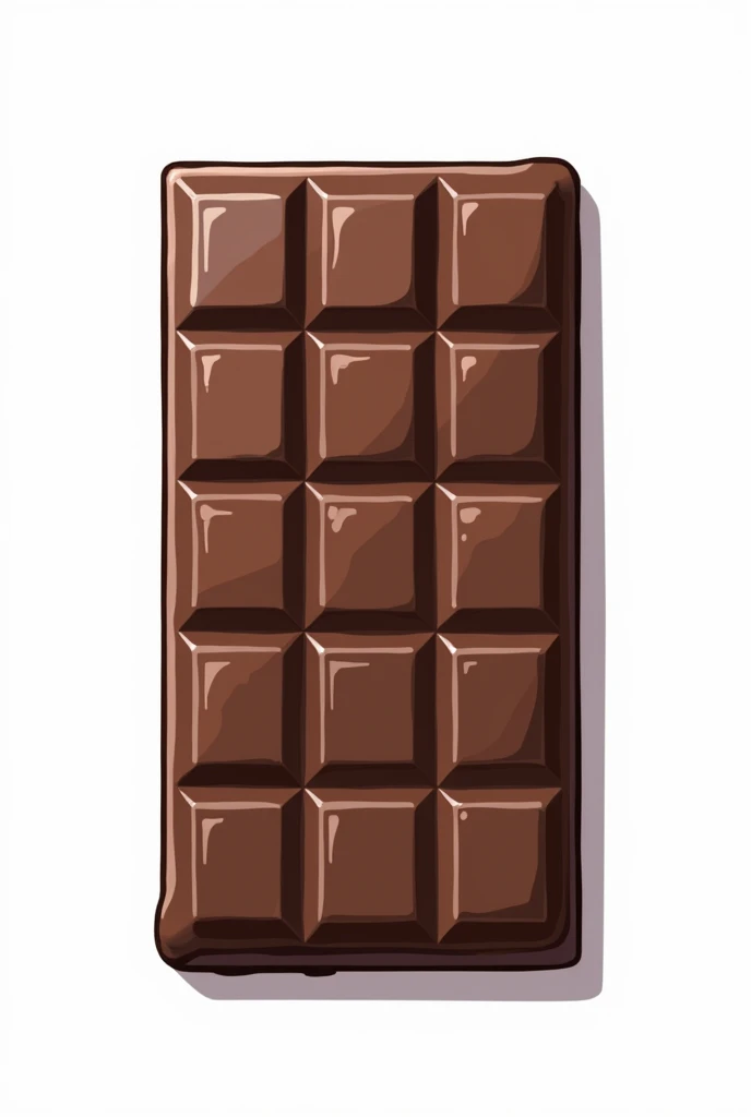 A bold, black-outlined black chocolate bar on a white background, cartoon style, Simple design, not colored , uncolored, bold black high quality, no blur , no color except black , no shadows, no shading , no brown
