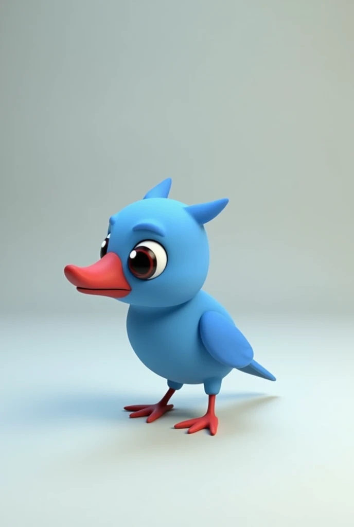 3d animation, Little blue bird with a red beak, of the ring neck species Psitaculla krameri, on a neutral background