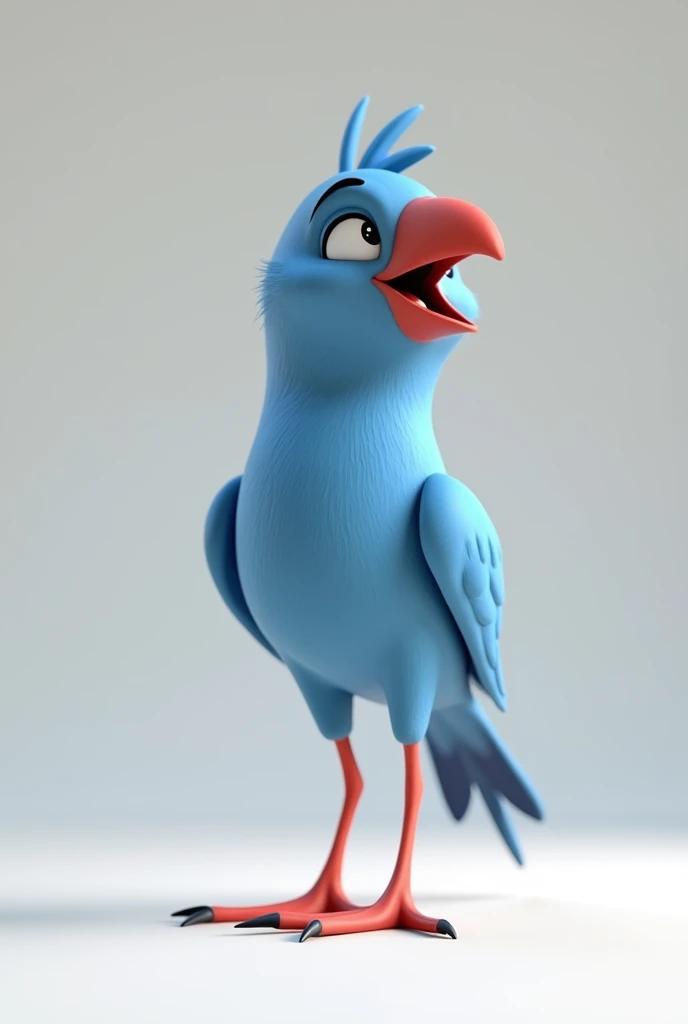 3d animation, Little blue bird with a red beak, of the ring neck species Psitaculla krameri, on a neutral background