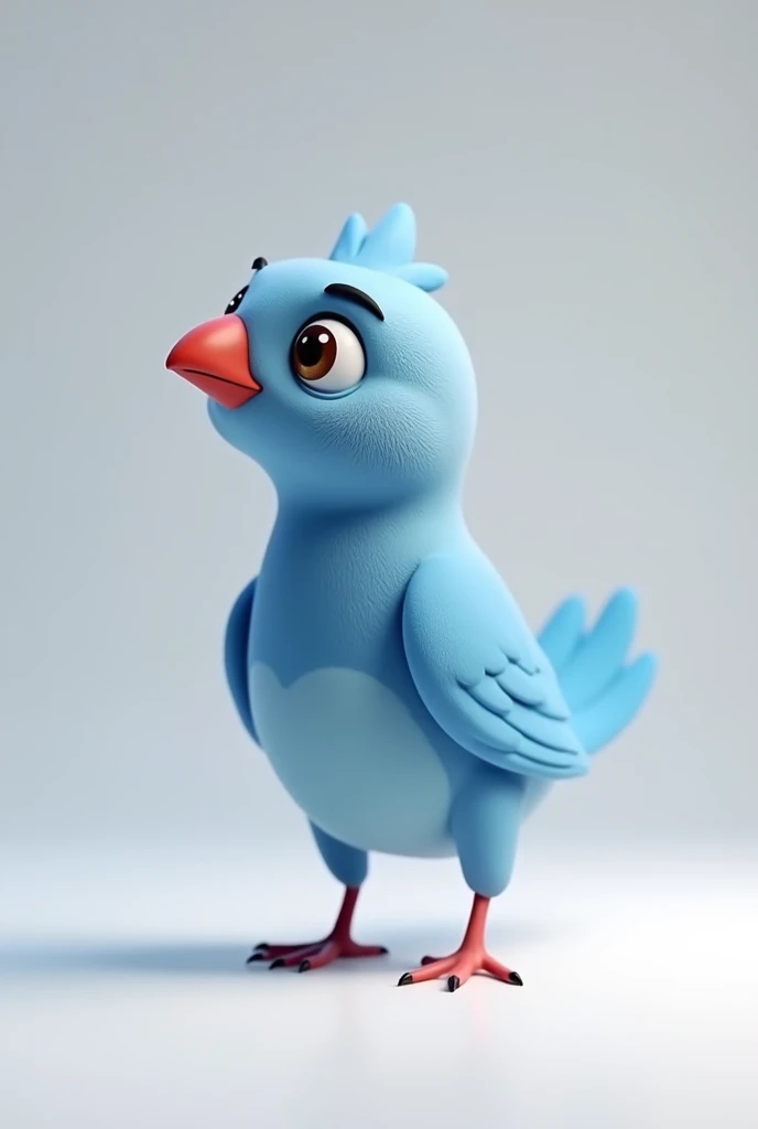 3d animation, Little blue bird with a red beak, of the ring neck species Psitaculla krameri, on a neutral background