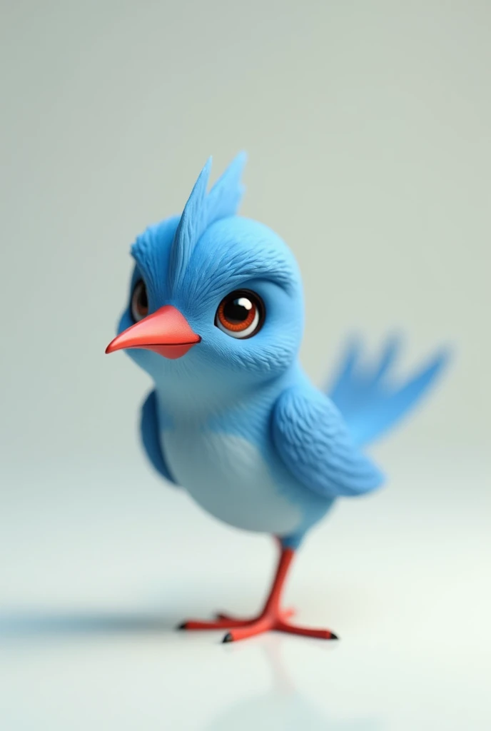 3d animation, Little blue bird with a red beak, of the ring neck species Psitaculla krameri, on a neutral background