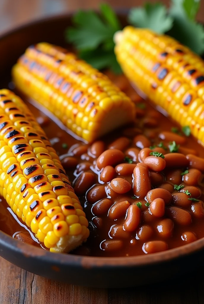 Beans with corn on the cob