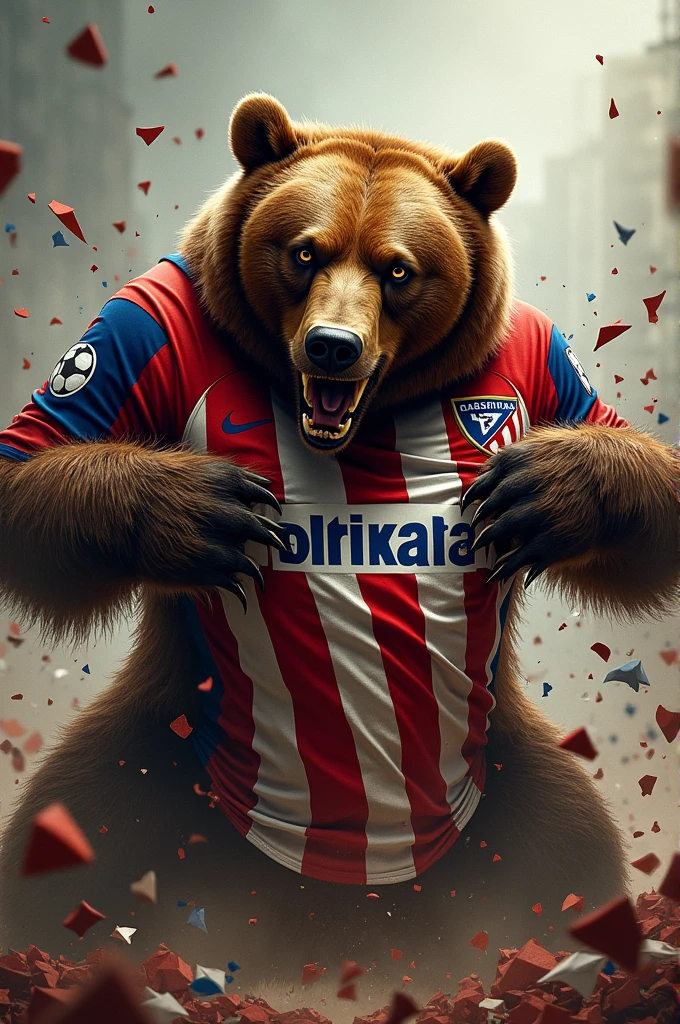 Bear tearing up the Atletico Madrid uniform