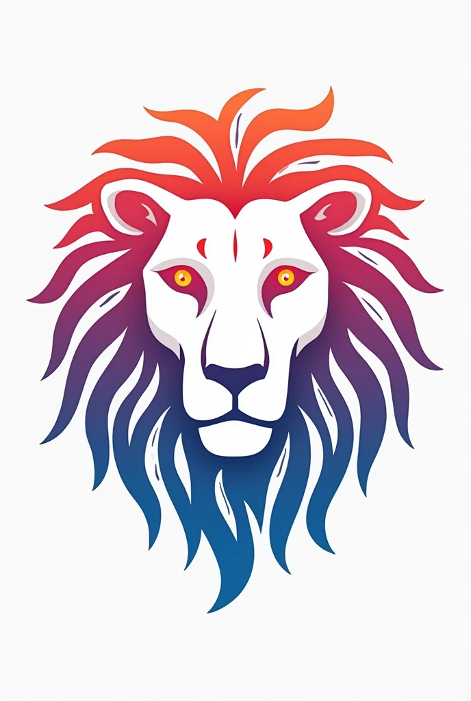 Logo Without Background Lion Face Without Background,
with orange eyes, the lines of the drawing from pink to blue, litmus