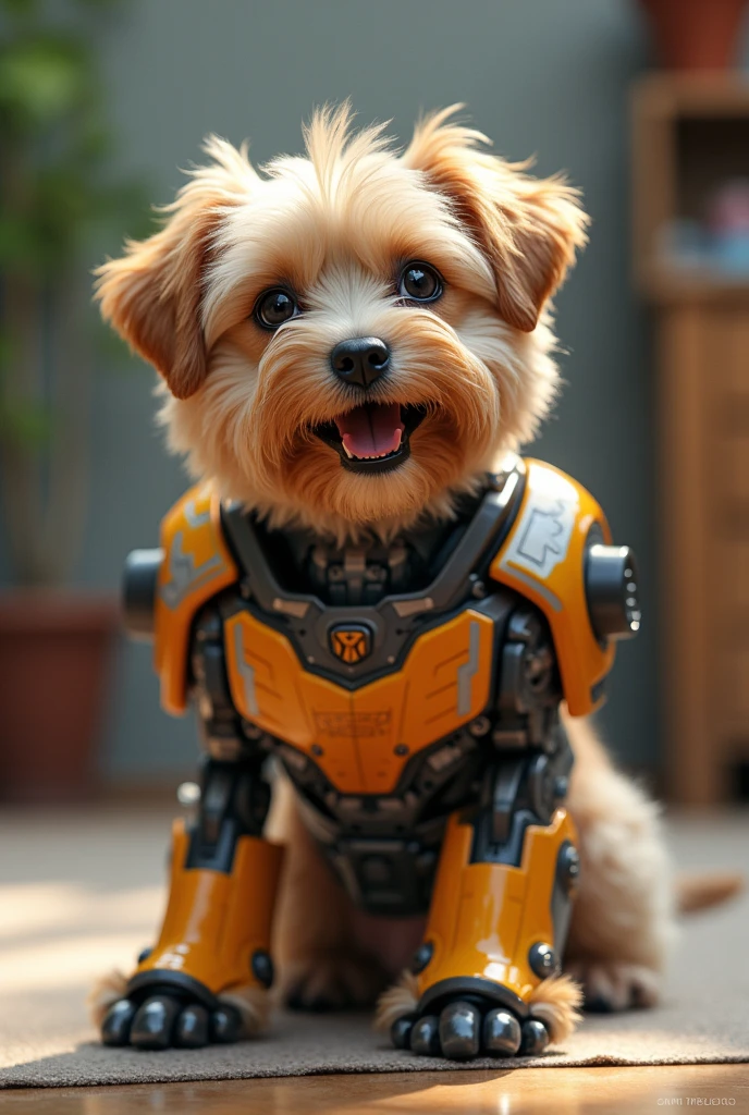 Dog in transformers costume 